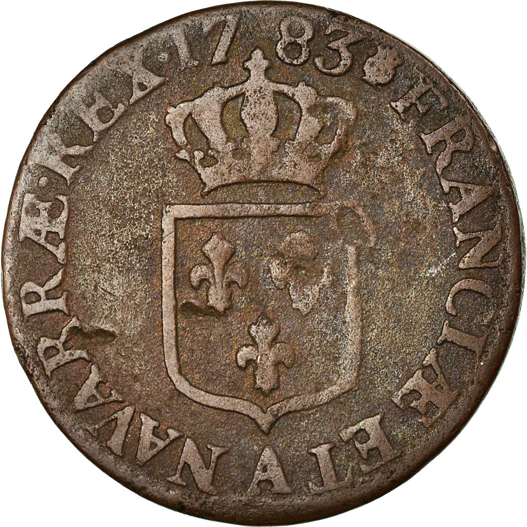 Coin, France, Louis XVI, 1/2 Sol ou 1/2 sou, 1/2 Sol, 1783, Paris, F(12-15)