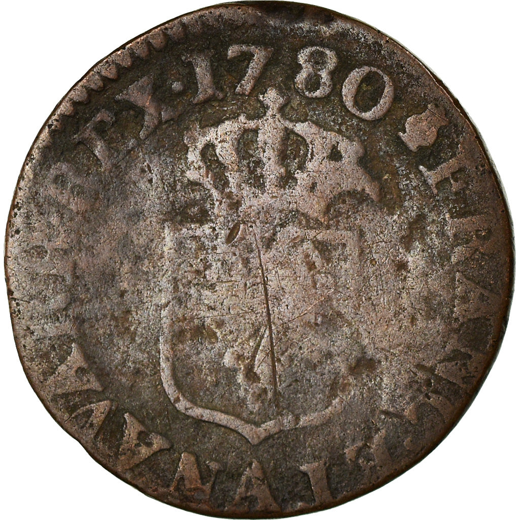 Coin, France, Louis XVI, Liard, Liard, 1780, Paris, VF(20-25), Copper, KM:585.1