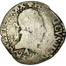 Moeda, França, Henri III, 1/4 de franc au col plat, 1577 or 1587, Paris