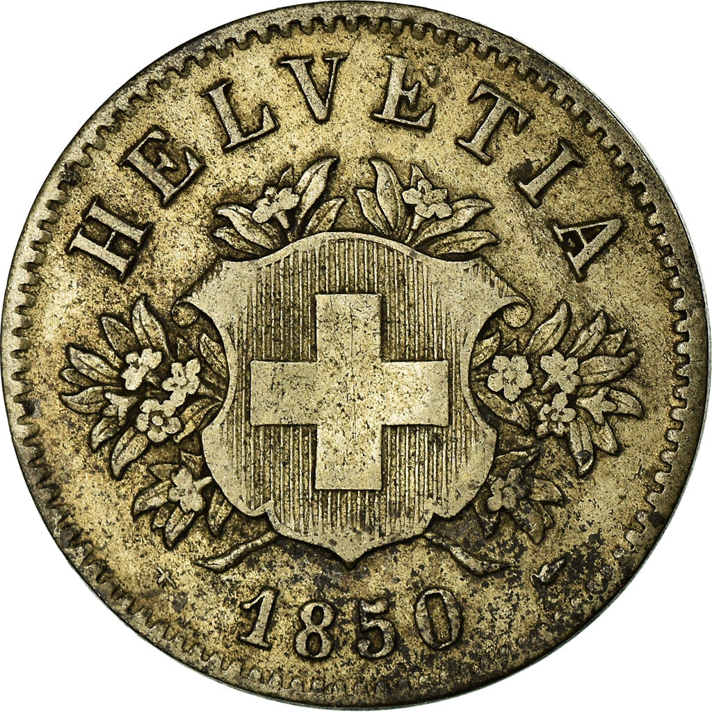 Coin, Switzerland, 20 Rappen, 1850, Strasbourg, EF(40-45), Billon, KM:7