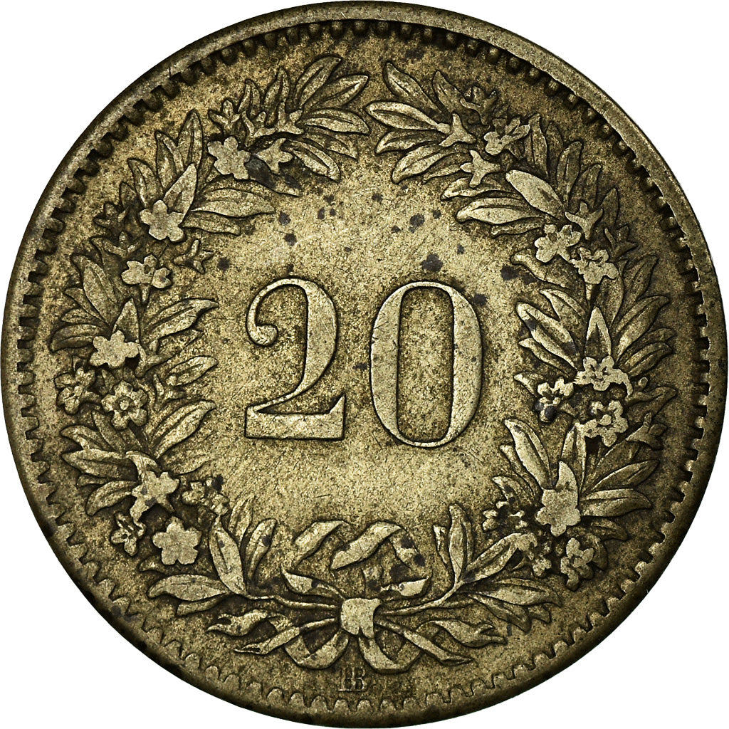 Coin, Switzerland, 20 Rappen, 1850, Strasbourg, EF(40-45), Billon, KM:7