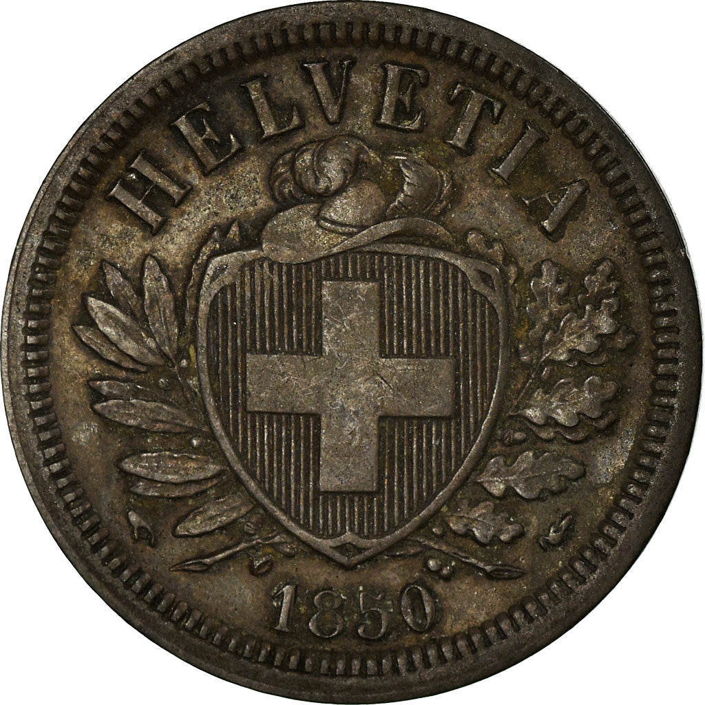 Moneta, Svizzera, 2 Rappen, 1850, Bern, BB, Bronzo, KM:4.1