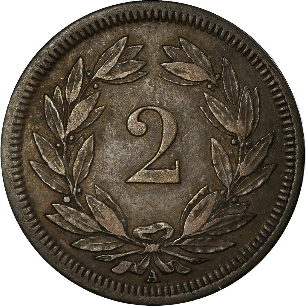 Moneta, Svizzera, 2 Rappen, 1850, Bern, BB, Bronzo, KM:4.1