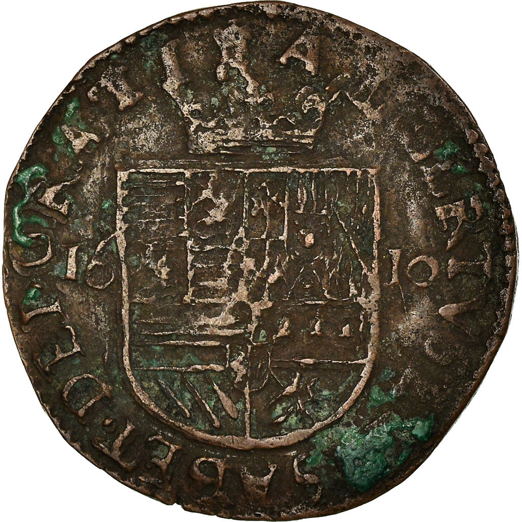 Coin, Spanish Netherlands, TOURNAI, Albert & Isabella, Liard, 12 Mites, 1610