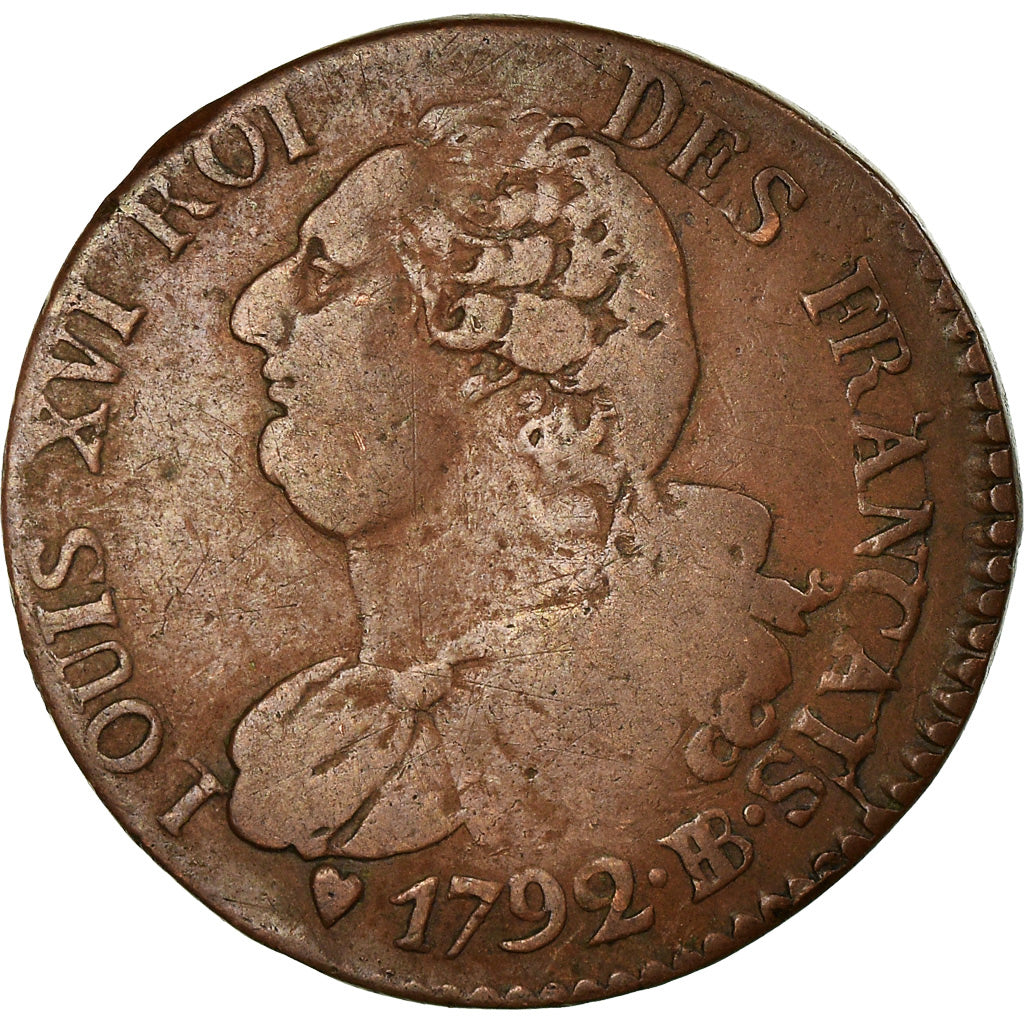 Coin, France, Louis XVI, 6 deniers français, 6 Deniers, 1792, Strasbourg
