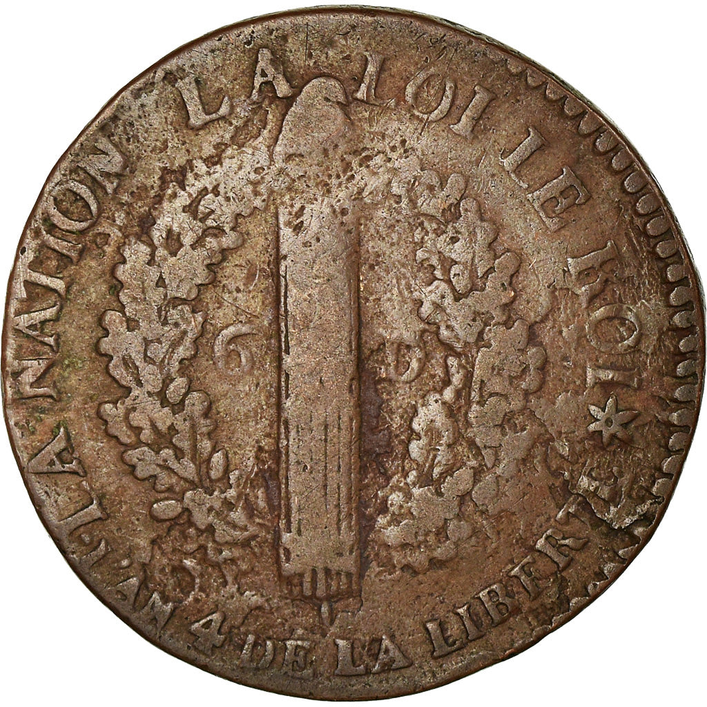 Coin, France, Louis XVI, 6 deniers français, 6 Deniers, 1792, Strasbourg