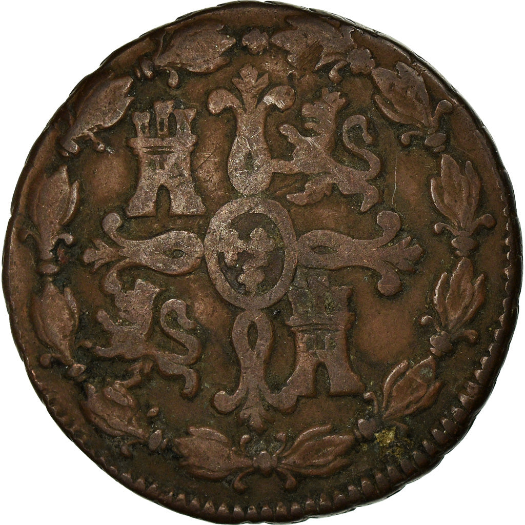Coin, Spain, Charles IV, 8 Maravedis, 1808, Segovia, VF(20-25), Copper, KM:428