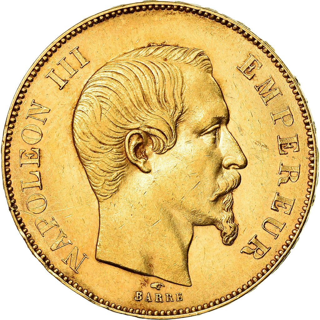 Munten, Frankrijk, Napoleon III, 50 Francs, 1855, Paris, ZF+, Goud, Gadoury:1111