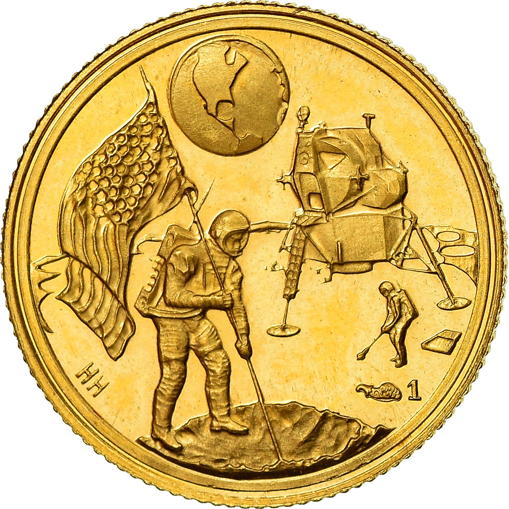 United States, Medal, Landing on the Moon, History, 1969, MS(65-70), Gold
