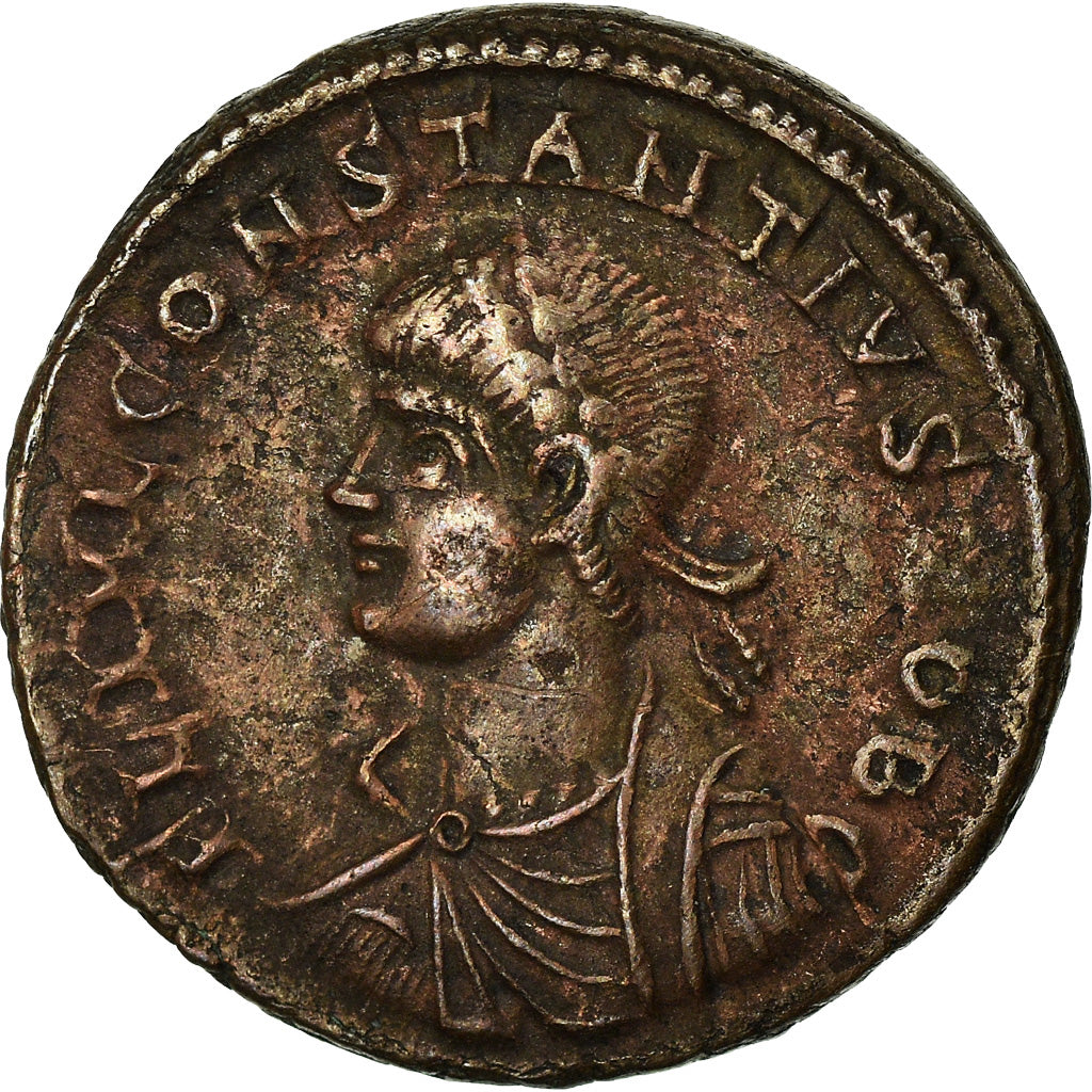 Moneta, Constantius II, Nummus, 328-329, Siscia, AU(50-53), Miedź, RIC:217