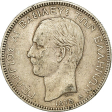 Coin, Greece, George I, 5 Drachmai, 1875, Paris, VF(30-35), Silver, KM:46