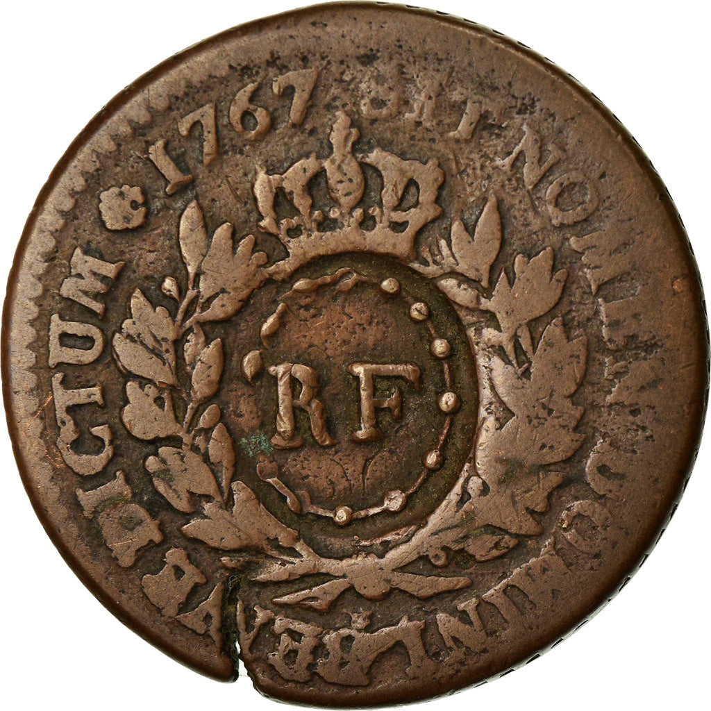 Coin, FRENCH COLONIES, Louis XV, 12 Deniers, Sol, 1767, Paris, VF(20-25)