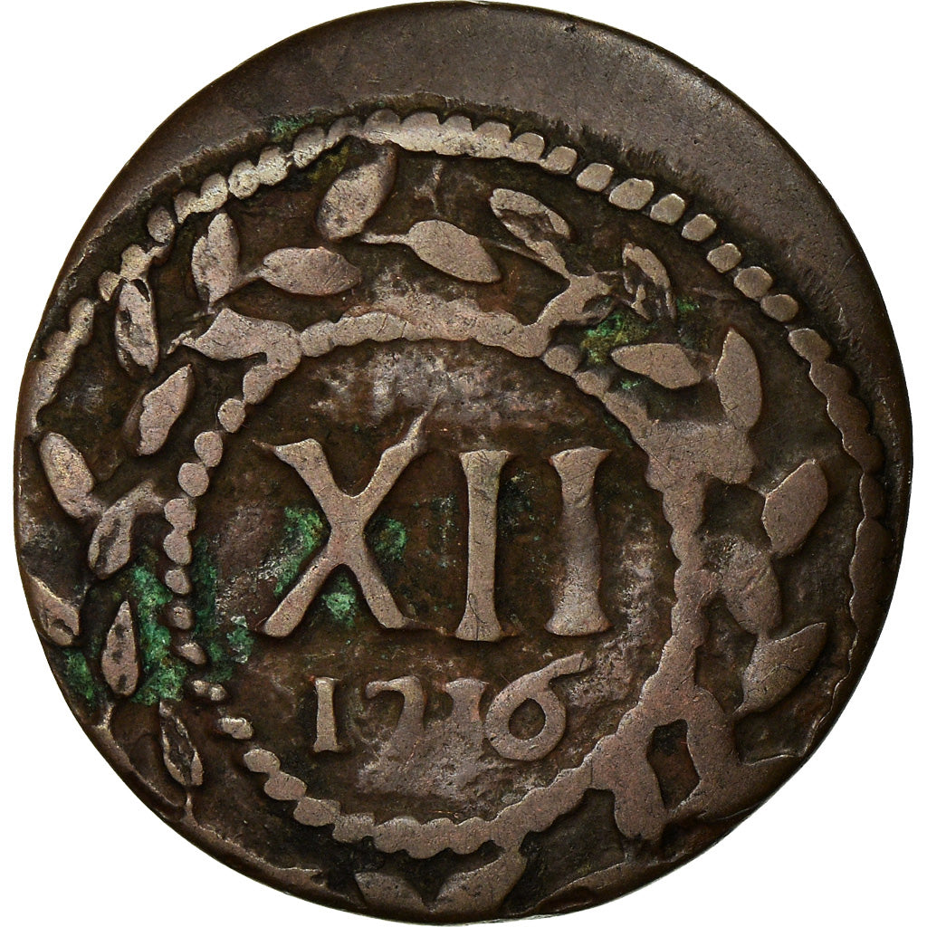 Monnaie, France, Méreau de 12 deniers, 1716, Saint Omer, TTB, Cuivre