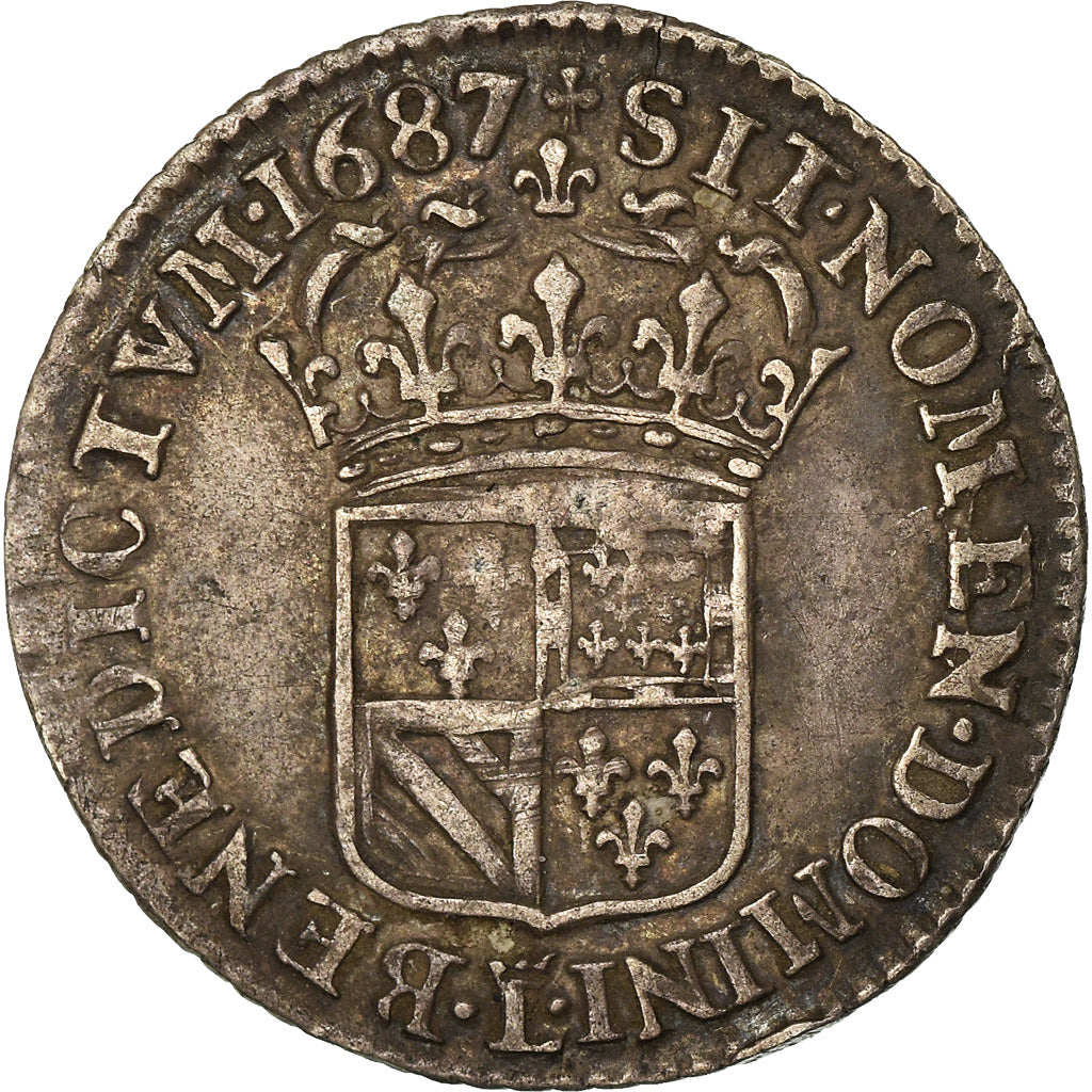 Monnaie, France, Louis XIV, 1/16 Écu de Flandre, 1/16 Ecu, 1687, Lille, Rare