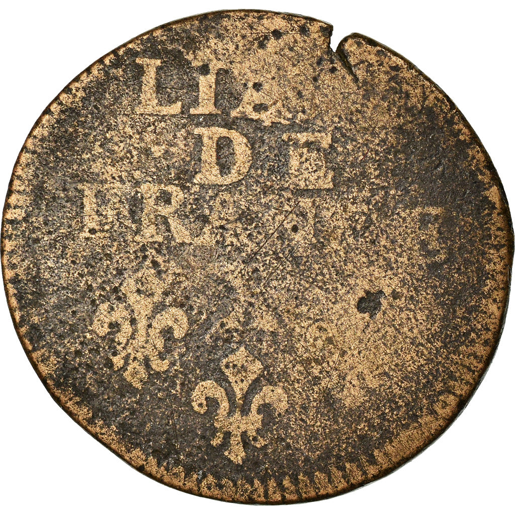 Moeda, França, Louis XIV, Liard de France au buste âgé, troisième type