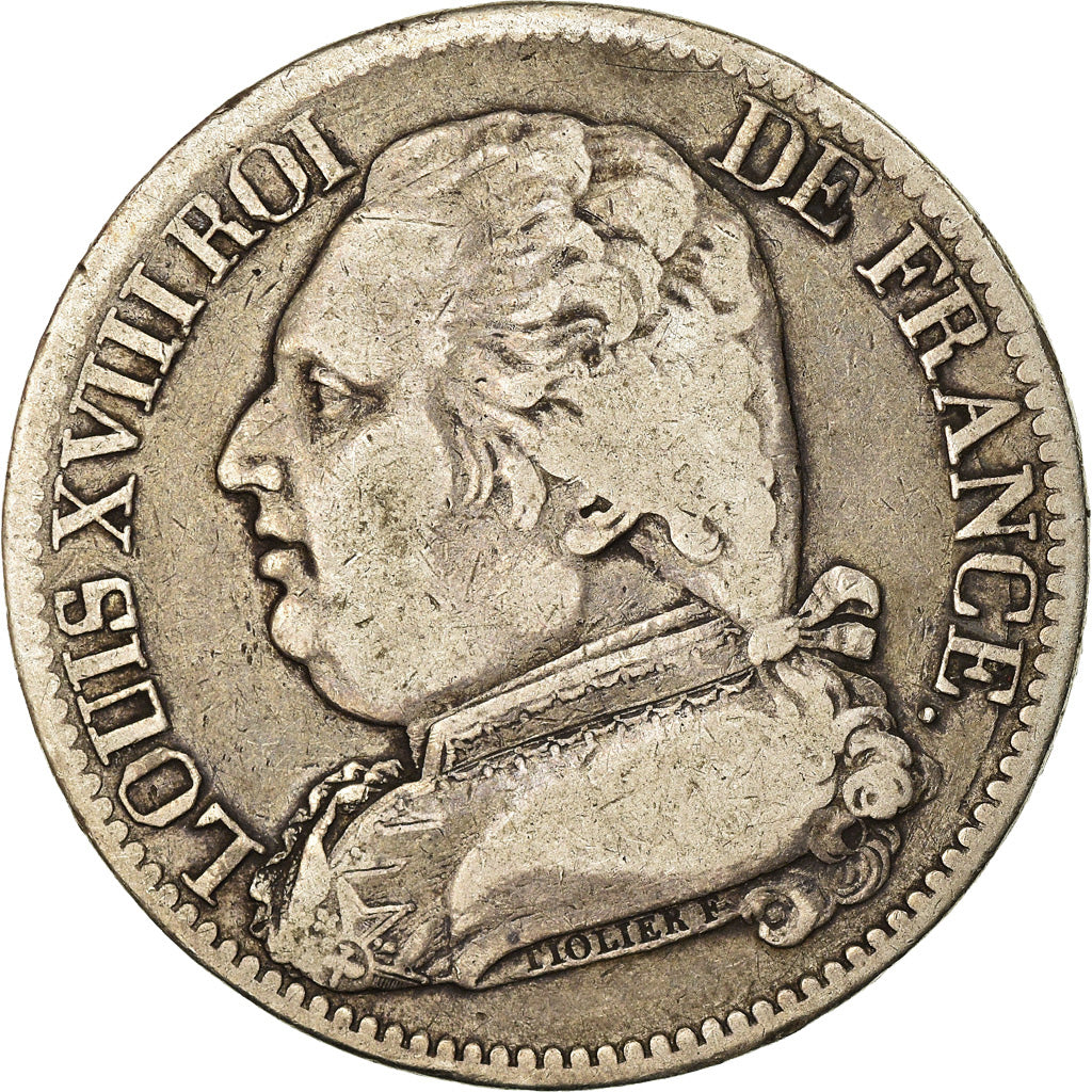 Moeda, França, Louis XVIII, Louis XVIII, 5 Francs, 1815, Rouen, VF(20-25)