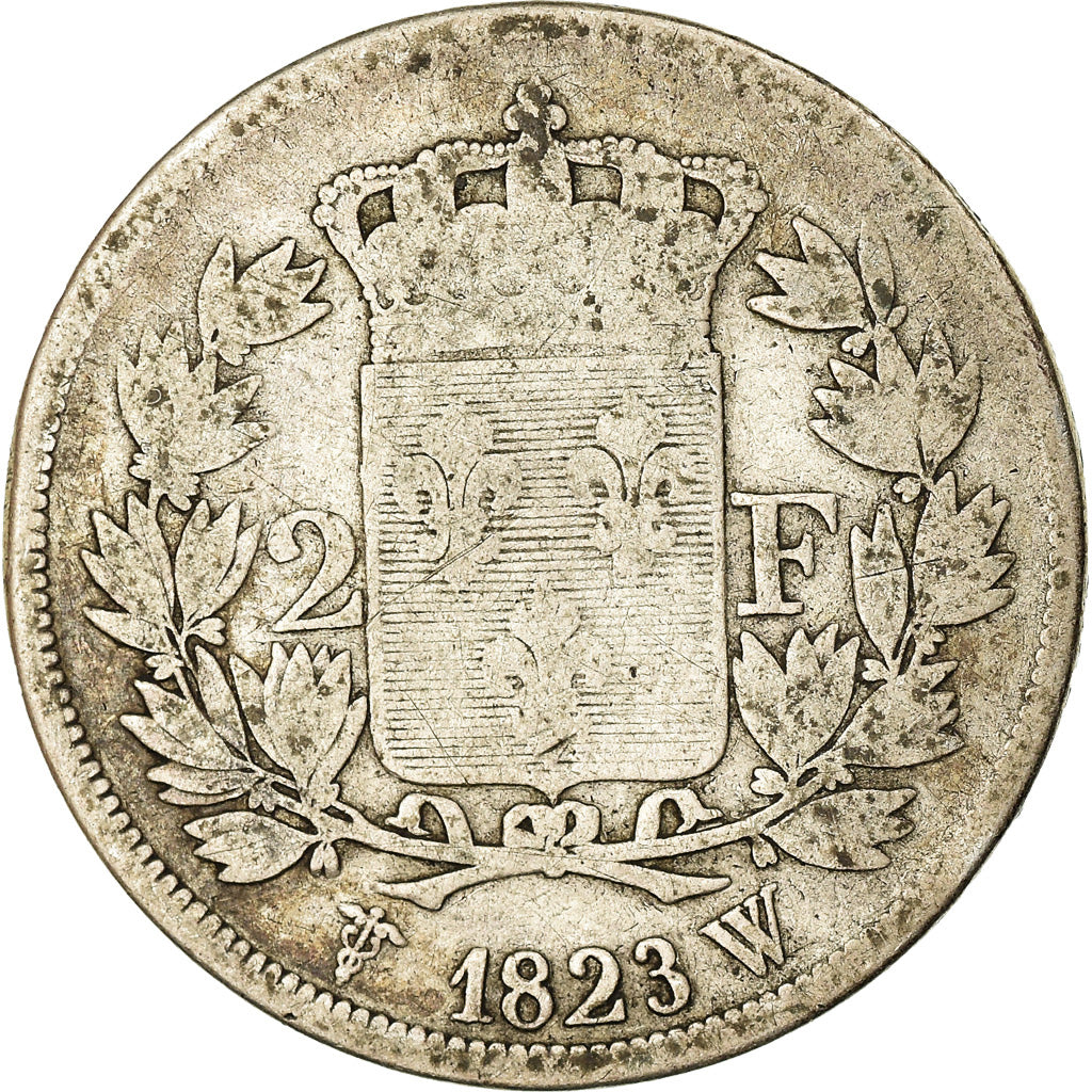 Coin, France, Louis XVIII, 2 Francs, 1823, Lille, VG(8-10), Silver, KM:710.12