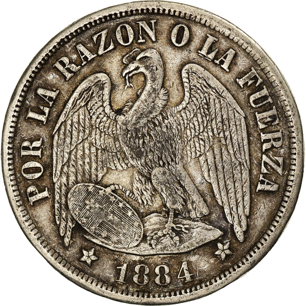 Coin, Chile, Peso, 1884, Santiago, VF(30-35), Silver, KM:142.1