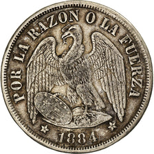 Coin, Chile, Peso, 1884, Santiago, VF(30-35), Silver, KM:142.1