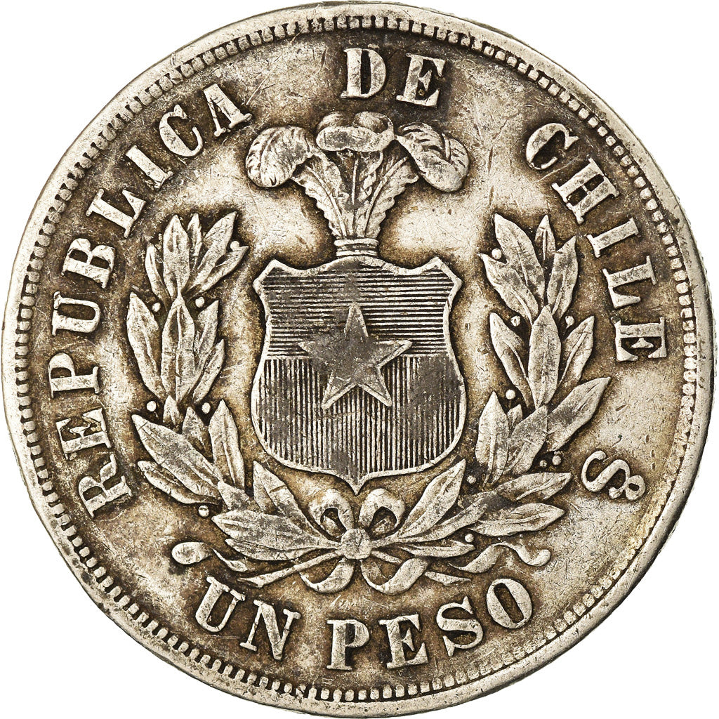 Coin, Chile, Peso, 1884, Santiago, VF(30-35), Silver, KM:142.1