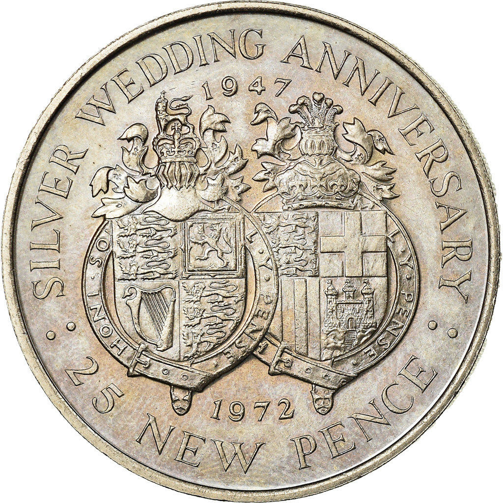 Moneta, Gibilterra, Elizabeth II, 25 New Pence, 1972, BB+, Rame-nichel, KM:6