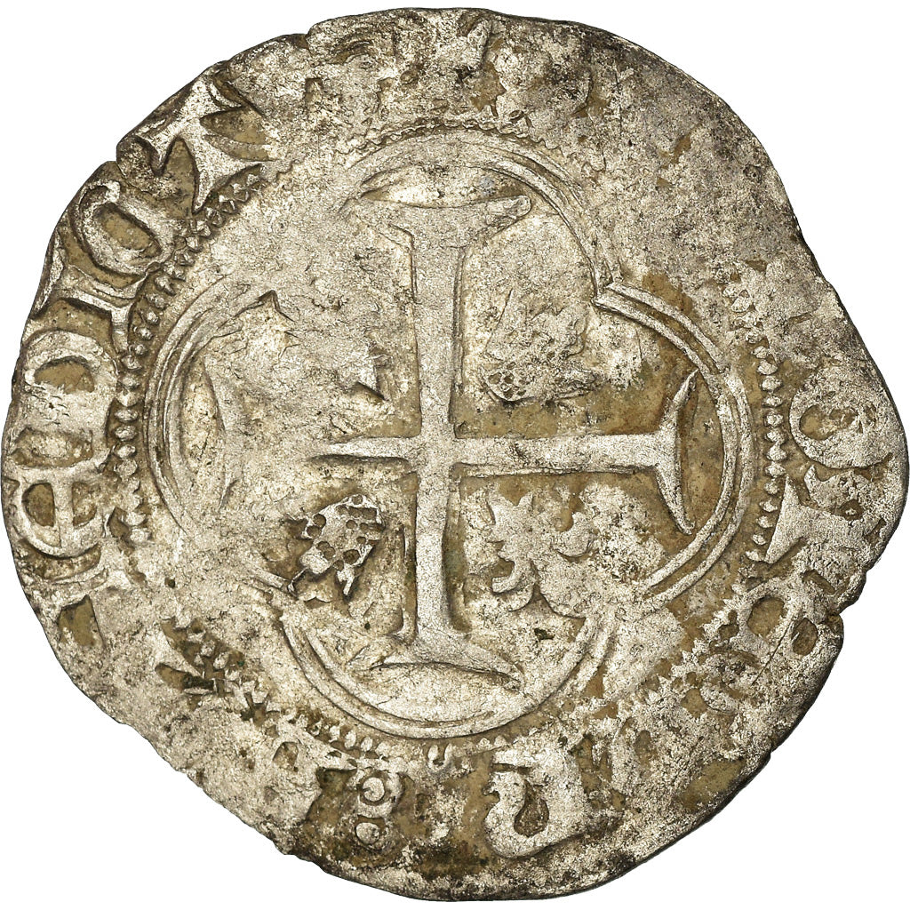 Monnaie, France, Charles VIII, Blanc à la couronne, Atelier incertain, TB+