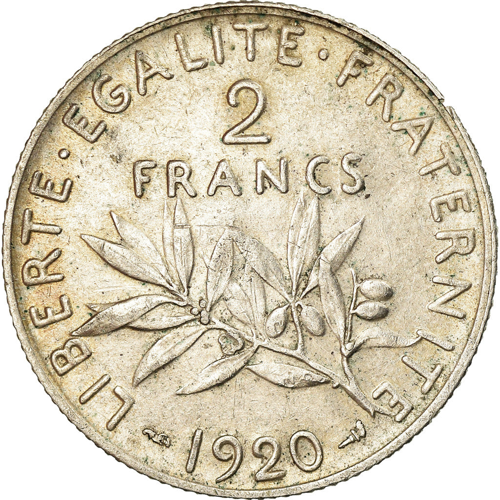 Coin, France, Semeuse, 2 Francs, 1920, Paris, AU(50-53), Silver, KM:845.1