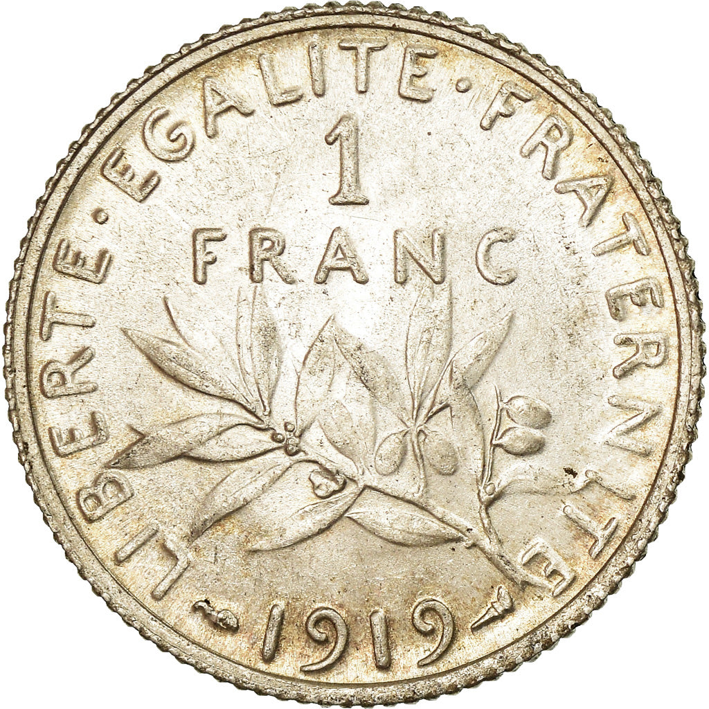 Coin, France, Semeuse, Franc, 1919, Paris, AU(55-58), Silver, KM:844.1