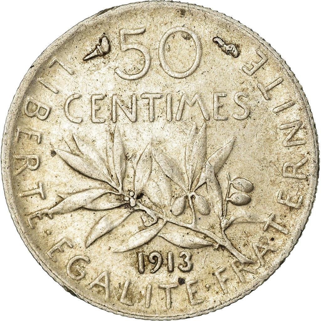 Monnaie, France, Semeuse, 50 Centimes, 1913, Paris, TTB, Argent, Gadoury:420