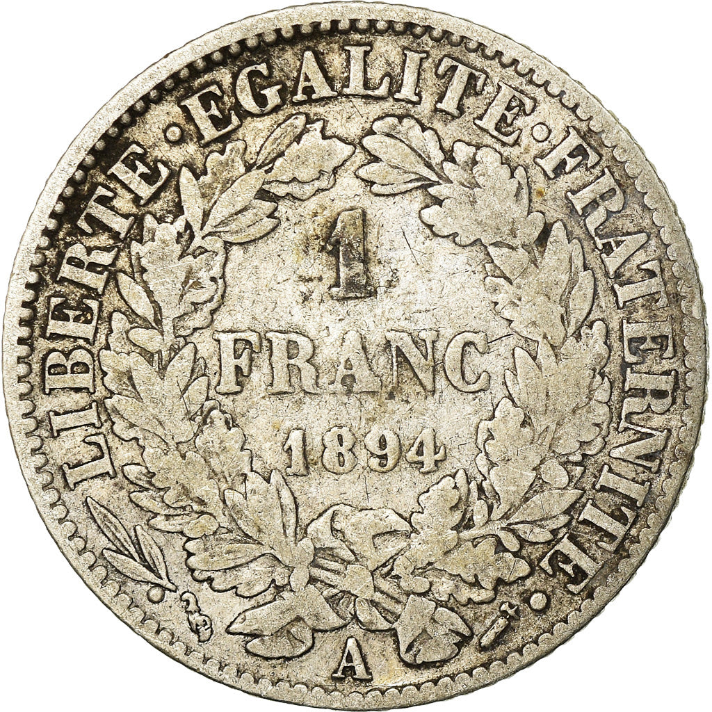 Münze, Frankreich, Cérès, Franc, 1894, Paris, S, Silber, KM:822.1
