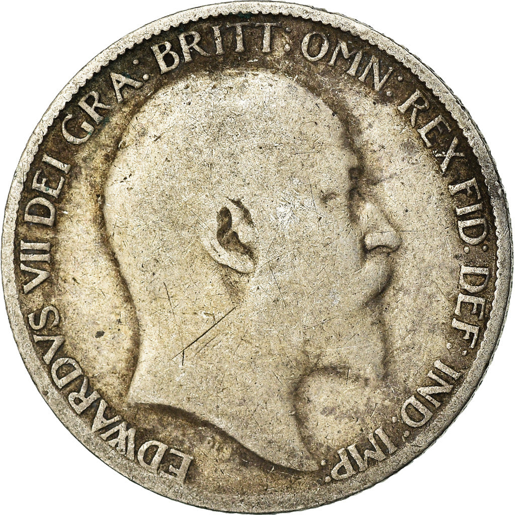Coin, Great Britain, Edward VII, 6 Pence, 1910, VF(30-35), Silver, KM:799