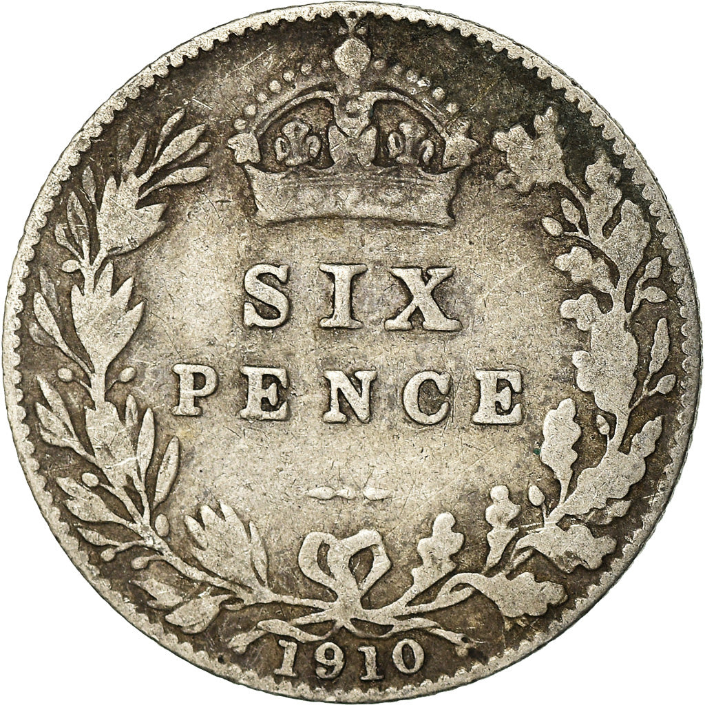 Coin, Great Britain, Edward VII, 6 Pence, 1910, VF(30-35), Silver, KM:799