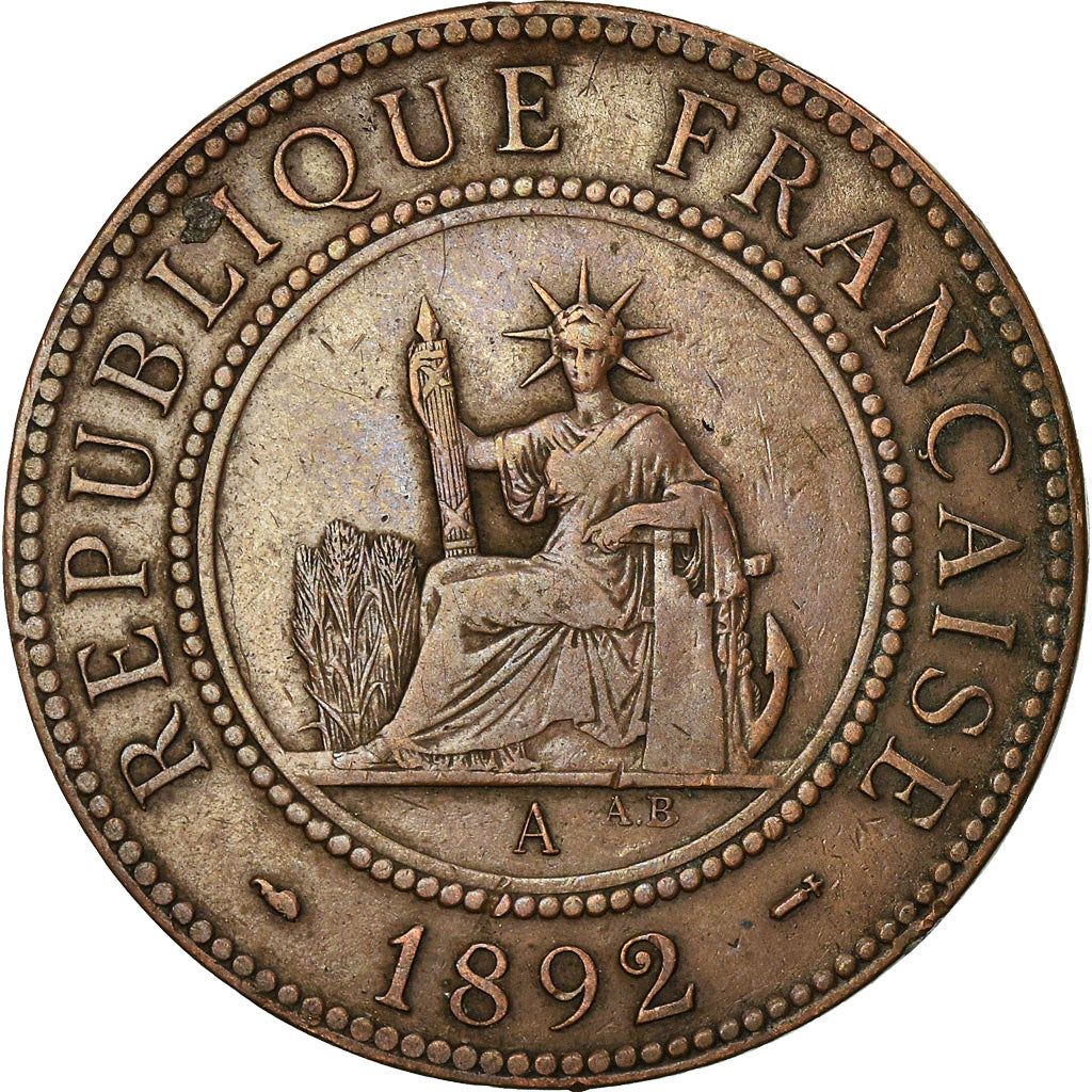 Coin, FRENCH INDO-CHINA, Cent, 1892, Paris, EF(40-45), Bronze, KM:1, Lecompte:43