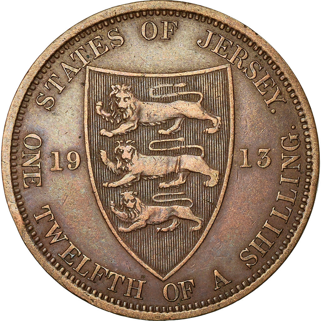 Coin, Jersey, George V, 1/12 Shilling, 1913, EF(40-45), Bronze, KM:12