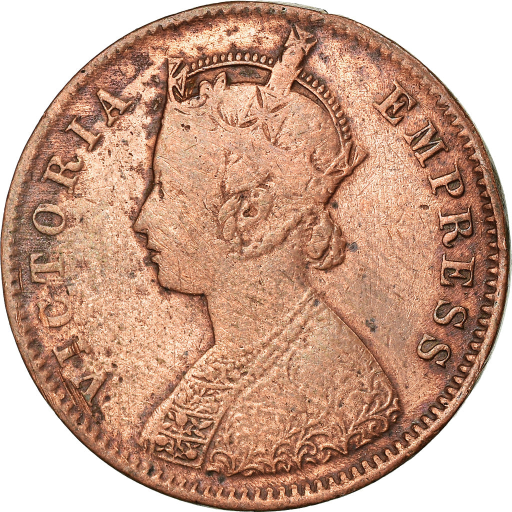 Coin, INDIA-BRITISH, Victoria, 1/4 Anna, 1891, VF(20-25), Copper, KM:486