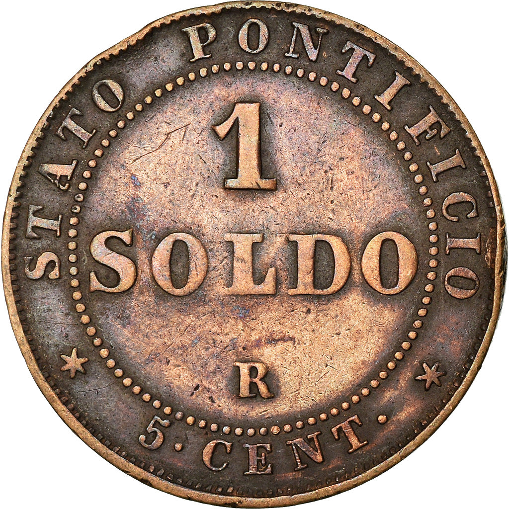 Moneta, STATI ITALIANI, PAPAL STATES, Pius IX, Soldo, 5 Centesimi, 1866, Roma