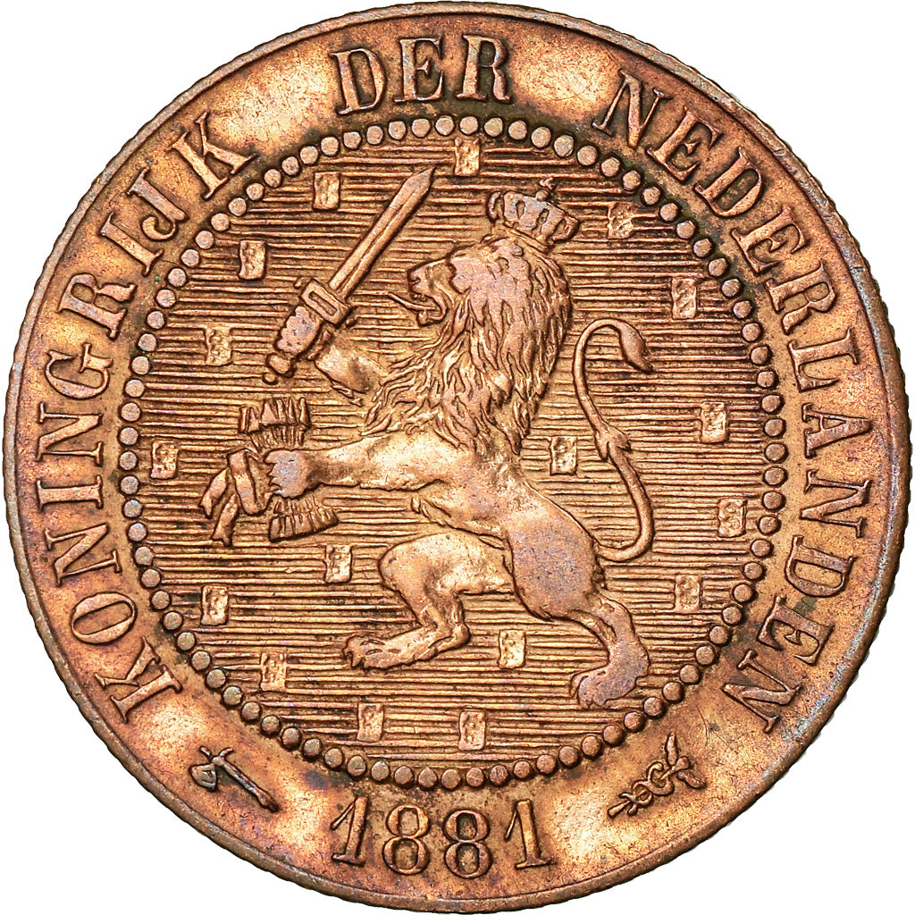 Coin, Netherlands, William III, 2-1/2 Cent, 1881, EF(40-45), Bronze, KM:108.1