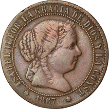 Coin, Spain, Isabel II, 2-1/2 Centimos, 1867, VF(20-25), Copper, KM:634.2