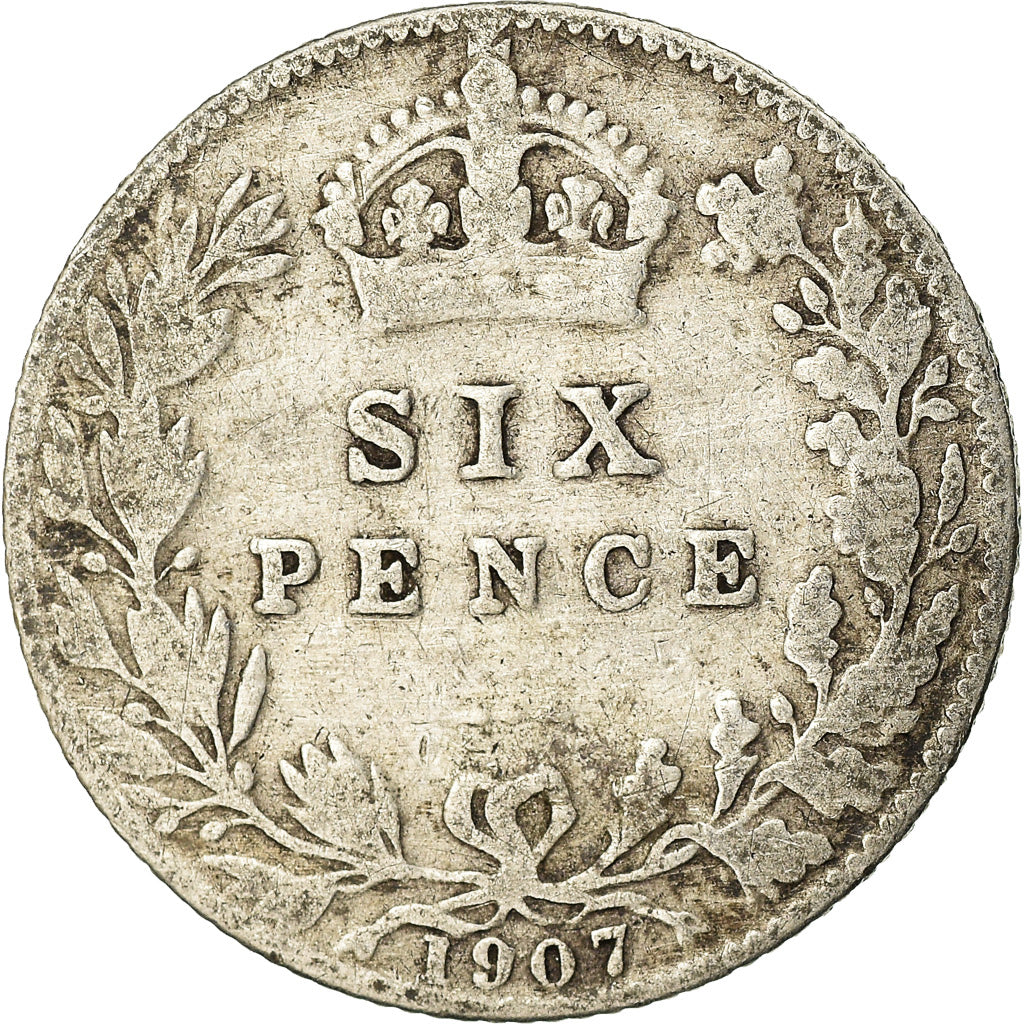 Coin, Great Britain, Edward VII, 6 Pence, 1907, VF(20-25), Silver, KM:799
