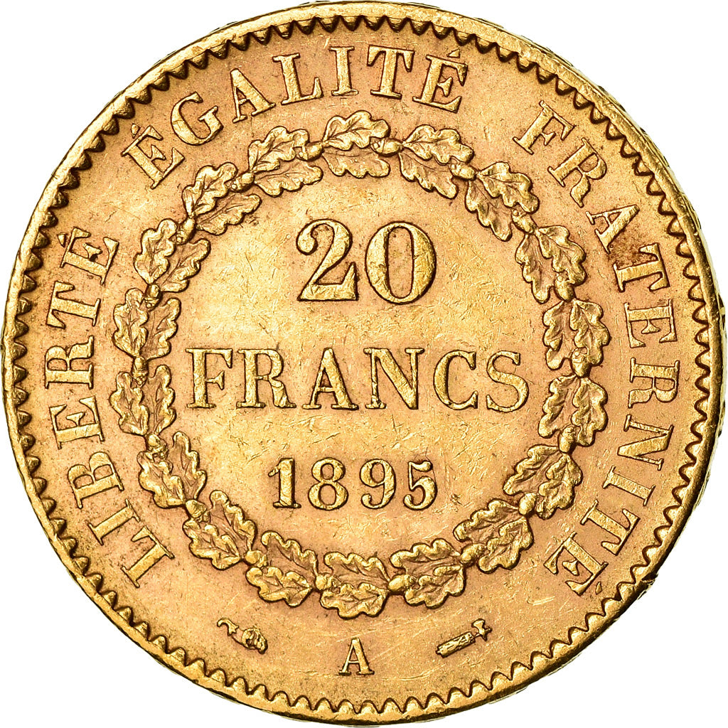 Moneta, Francja, Génie, 20 Francs, 1895, Paris, AU(55-58), Złoto, KM:825