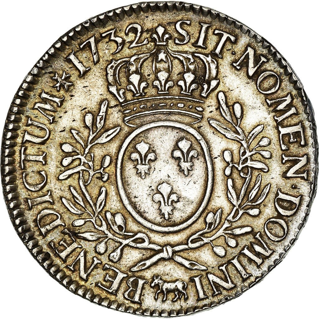 Moneda, Francia, Louis XV, Écu de Béarn aux branches d'olivier, 1732, Pau