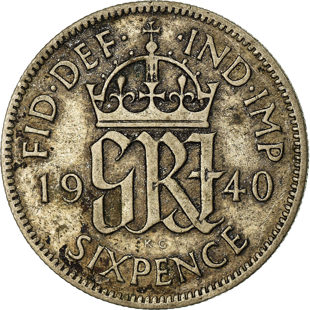 Coin, Great Britain, George VI, 6 Pence, 1940, EF(40-45), Silver, KM:852