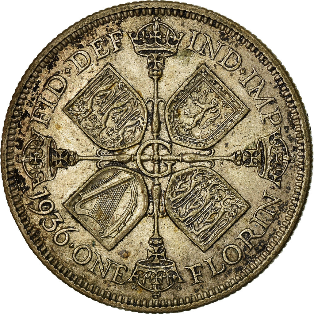 Coin, Great Britain, George V, Florin, Two Shillings, 1936, EF(40-45), Silver