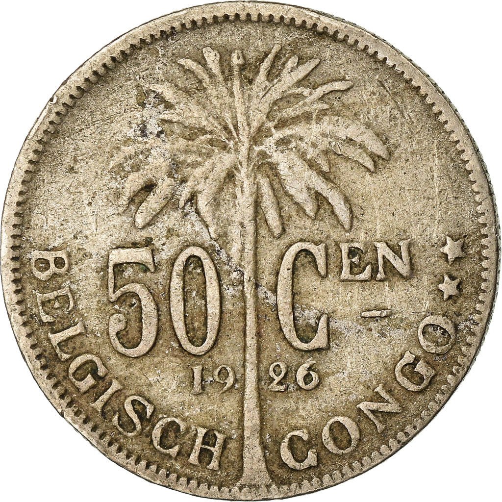 Coin, Belgian Congo, 50 Centimes, 1926, VF(20-25), Copper-nickel, KM:23