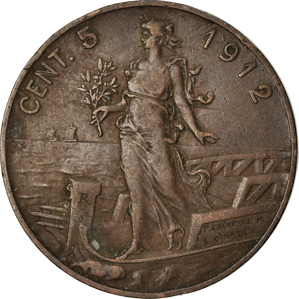 Monnaie, Italie, Vittorio Emanuele III, 5 Centesimi, 1912, Rome, TB+, Bronze
