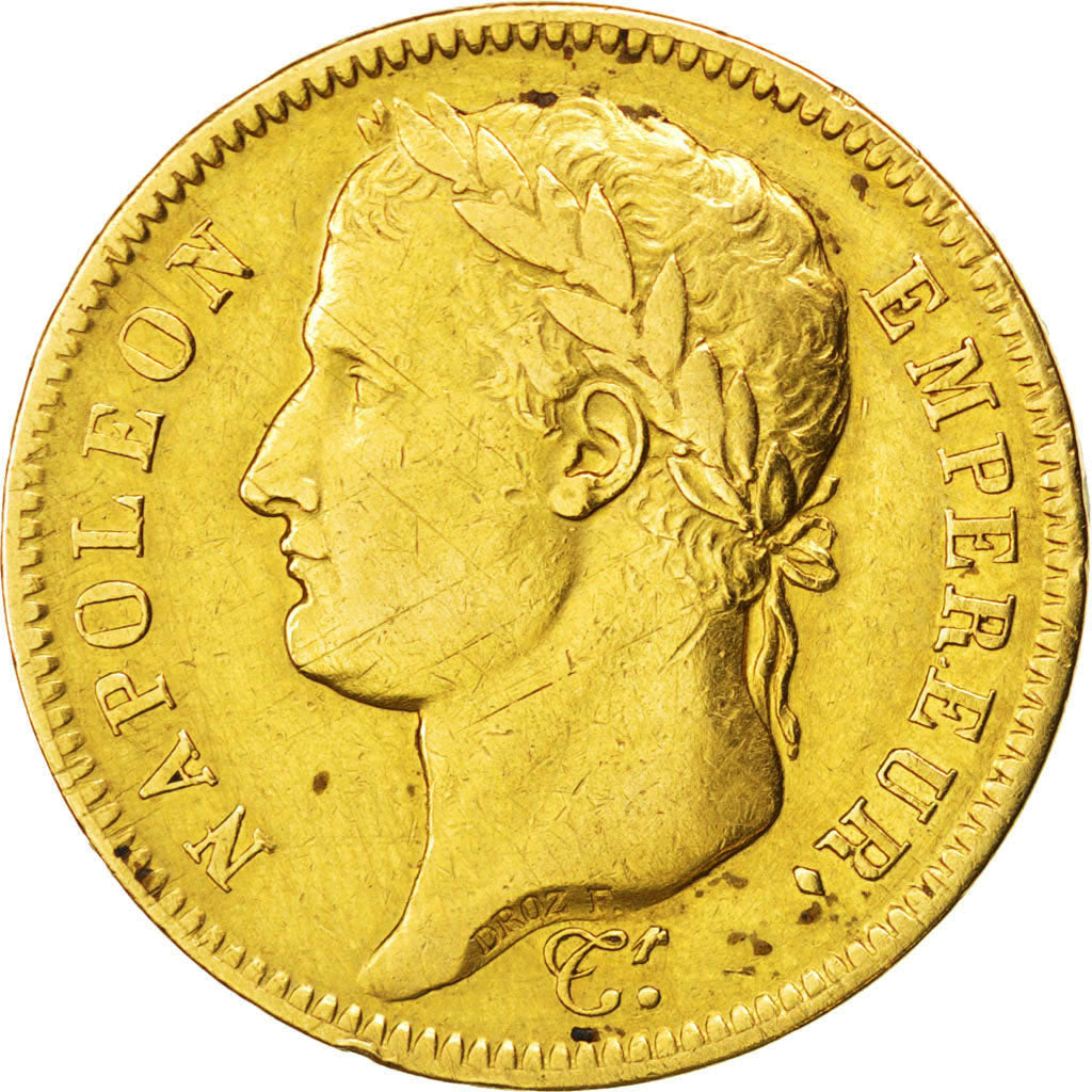 FRANCE, Napoléon I, 40 Francs, 1812, Paris, KM #696.1, EF(40-45), Gold, Gadoury 