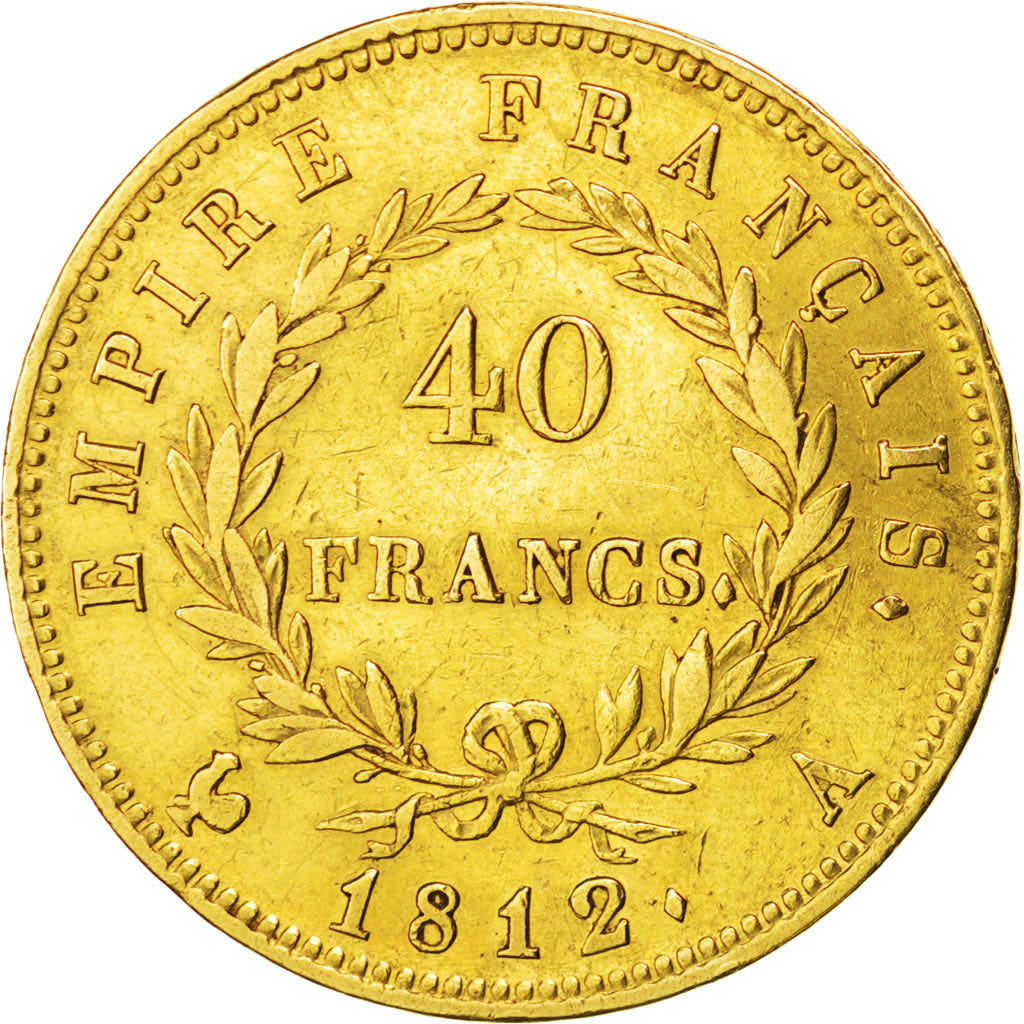FRANCE, Napoléon I, 40 Francs, 1812, Paris, KM #696.1, EF(40-45), Gold, Gadoury 