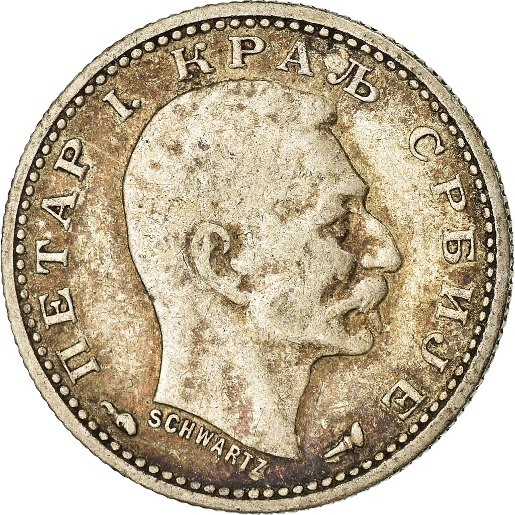 Coin, Serbia, Peter I, 50 Para, 1915, Gorham Mfg. Co., VF(30-35), Silver