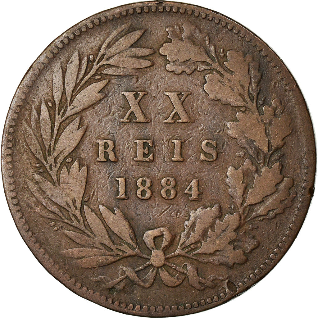 Moeda, Portugal, Luiz I, 20 Reis, 1884, VF(30-35), Bronze, KM:527