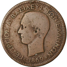 Coin, Greece, George I, 10 Lepta, 1869, Strassburg, VF(20-25), Copper, KM:43